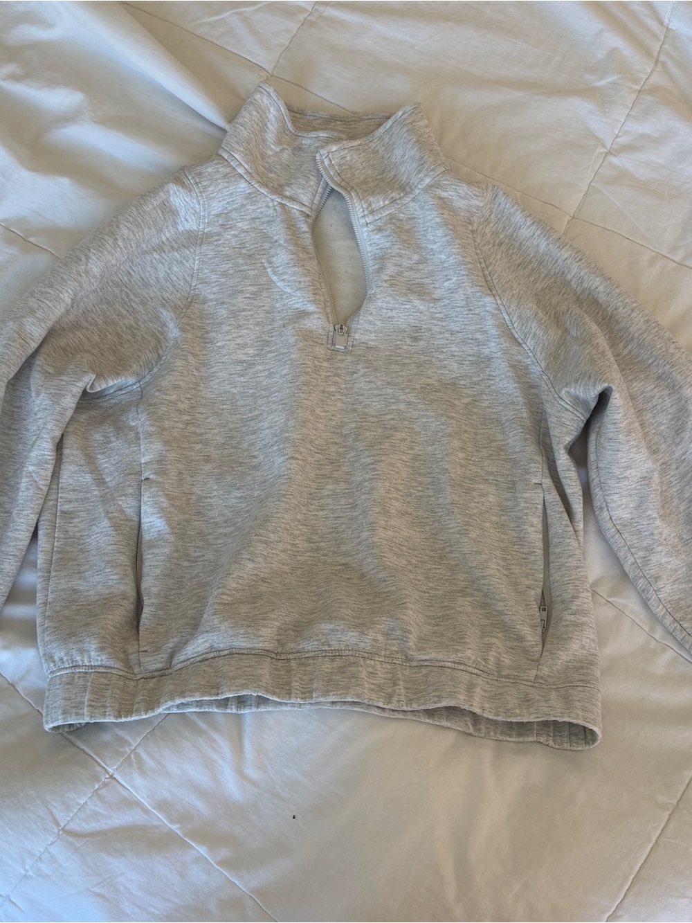 Light Gray Women's Half-Zip Pullover Sweater